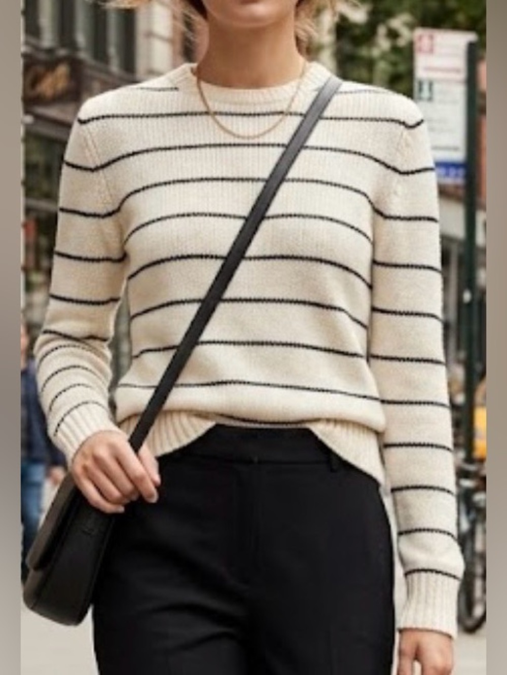 Vince 100% cashmere black white striped sweater crew neck soft cozy XXS
